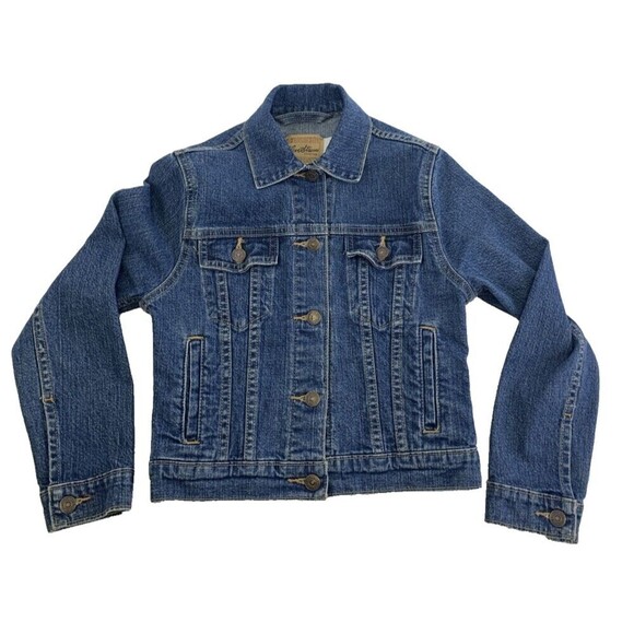 Levi Strauss Youth Girls Denim Jean Jacket Button Collared Fitted Size Large - Picture 1 of 14
